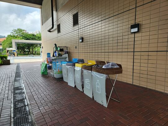 The pavement outside Che Kung Temple MTR Station Exit B, Sha Tin